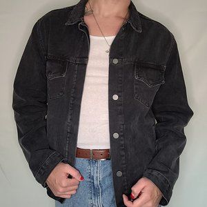 FourTwoFour on Fairfax Black "People fear cops" Denim Jacket